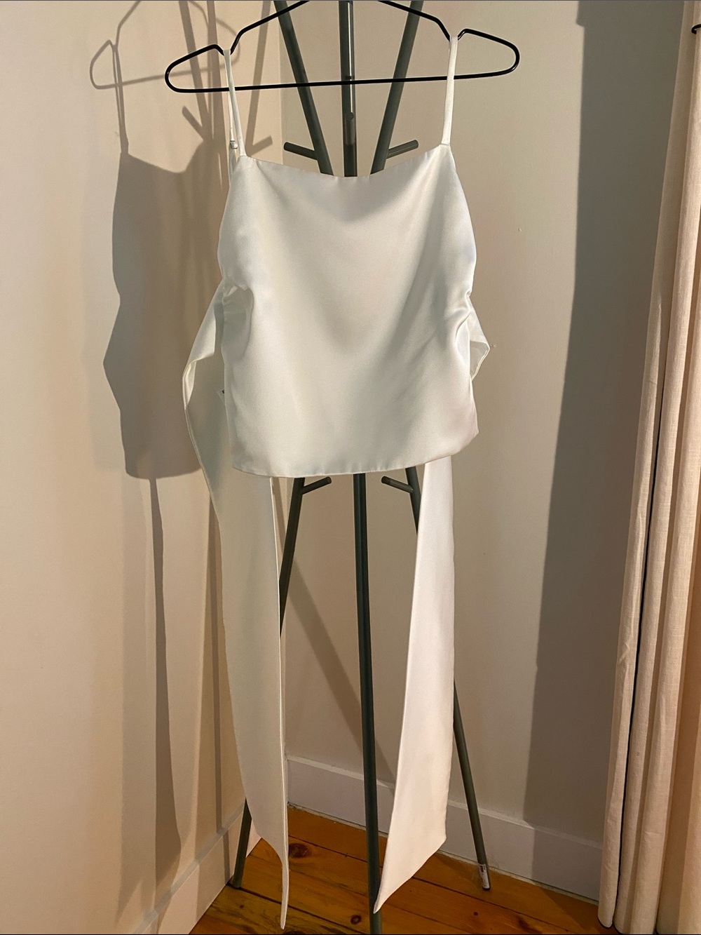 White Satin Tie-Back Cami Top